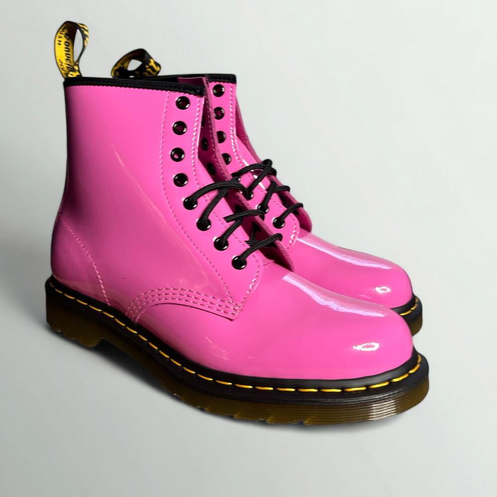 NIB - Dr. Martens Unisex 1460 Patent Leather 8 Eye Boot in Thrift Pink - Picture 3 of 8